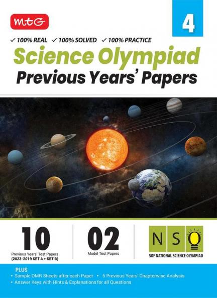 MTG NSO Class-4 Olympiad 10 Previous Years Papers (2023-2019 Set A & B) Science with Mock Test Papers - Sample OMR Sheet with Chapterwise Analysis | SOF Olympiad Books For 2024-25 Exam