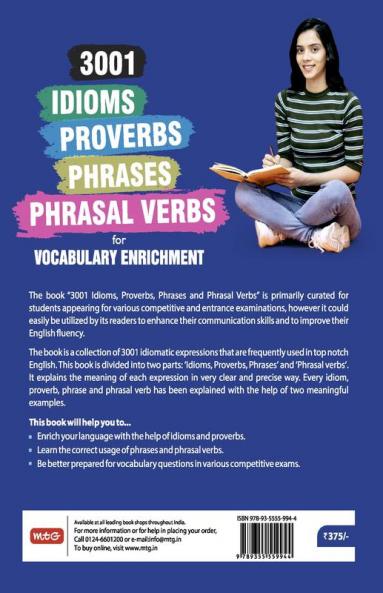MTG 3001 Idioms Proverbs Phrases & Phrasal Verbs For English Vocabulary Enrichment | Useful For Olympiad Board Exam BITSAT CUET NDA SSC CDS and Other State & National Level Competitive Exams