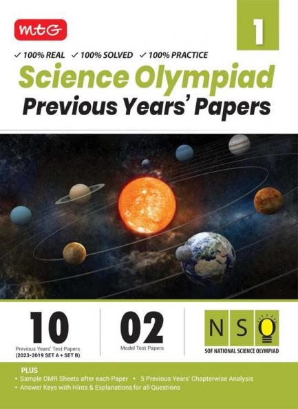 MTG NSO Class-1 Olympiad 10 Previous Years Papers (2023-2019 Set A & B) Science with Mock Test Papers - Sample OMR Sheet with Chapterwise Analysis | SOF Olympiad Books For 2024-25 Exam
