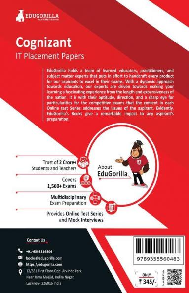 Cognizant Placement Papers 2023 : Preparation Guide - 10 Mock Tests and 9 Sectional Tests (1200 Solved Objective Questions) with Free Access To Online Tests