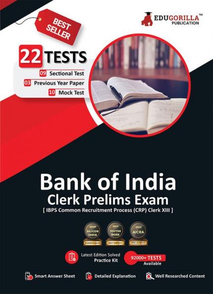 Bank of India Clerk Prelims (IBPS Clerk CRP XIII) Book 2023 (English Edition) - 10 Full Length Mock Tests 9 Sectional Tests and 3 Previous Year Papers with Free Access to Online Tests