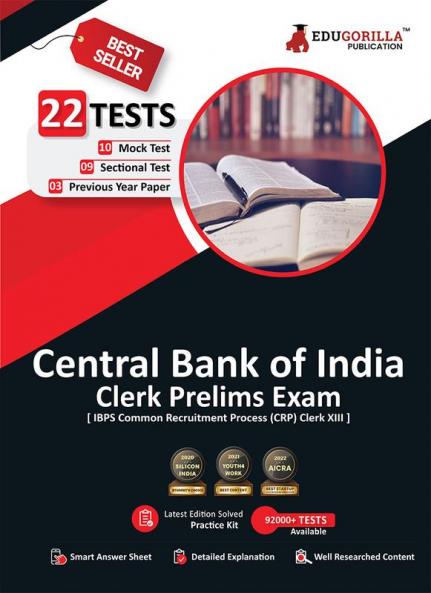 Central Bank of India Clerk Prelims (IBPS Clerk CRP XIII) Book 2023 (English Edition) - 10 Full Length Mock Tests 9 Sectional Tests and 3 Previous Year Paper with Free Access to Online Tests