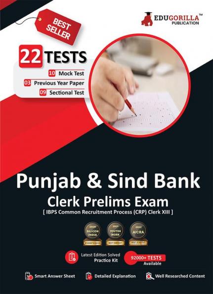 Punjab and Sind Bank Clerk Prelims (IBPS Clerk CRP XIII) Book 2023 (English Edition) - 10 Full Length Mock Tests 9 Sectional Tests and 3 Previous Year Papers with Free Access to Online Tests