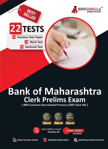 Bank of Maharashtra Clerk Prelims (IBPS Clerk CRP XIII) Book 2023 (English Edition) - 10 Full Length Mock Tests 9 Sectional Tests and 3 Previous Year Papers with Free Access to Online Tests