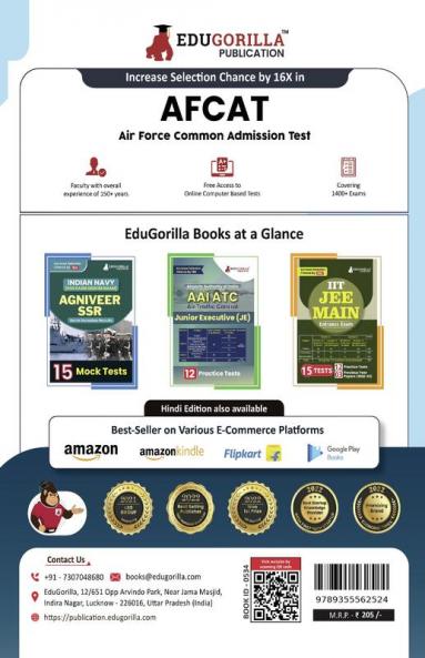 AFCAT 2024 : Air Force Common Admission Test Book (English Edition) - 15 Practice Mock Tests (1500 Solved Questions) with Free Access to Online Tests