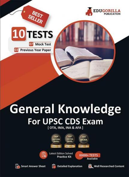 UPSC CDS General Knowledge Book 2023 : Combined Defence Services (IMA INA AFA) English Edition - 10 Full Length Mock Tests (1200 Solved Questions) with Free Access to Online Tests