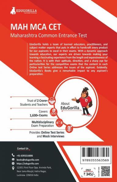MAH CET MCA Entrance Exam 2024 (Maharashtra Common Entrance Test) - 10 Full Length Mock Tests and 8 Sectional Tests (1200 Solved MCQs) with Free Access to Online Tests