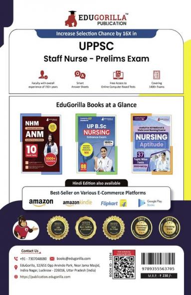 EduGorilla UPPSC Staff Nurse Recruitment Prelims Book 2023 (English Edition) - 8 Full Length Practice Test and 2 Previous Year Paper (1700 Solved Questions) with Free Access to Online Tests