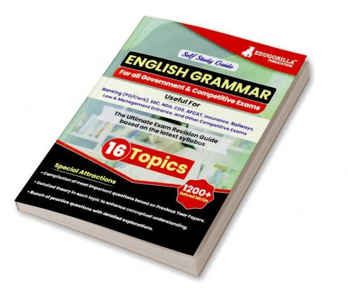 General English For All Government & Competitive Exams Guide Book with Concept & Tricks- 16 Topic-wise Solved Test (1200 Solved Questions) Tests Useful for SSC Banking Railways with Free Access to Online Tests
