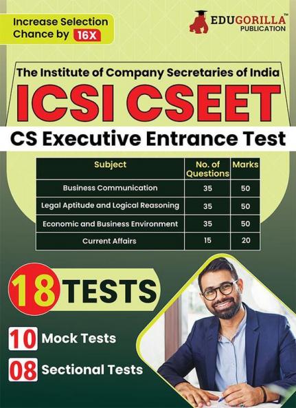 ICSI CSEET 2024 : Company Secretary Executive Entrance Test - 10 Mock Tests and 8 Sectional Tests (1400 Solved Questions) with Free Access to Online Tests