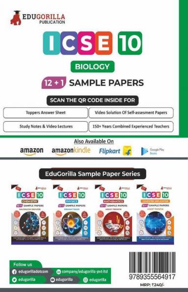 ICSE Class X - Biology Sample Paper Book | 12 +1 Sample Paper | According to the latest syllabus prescribed by CISCE