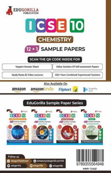 ICSE Class X - Chemistry Sample Paper Book | 12 +1 Sample Paper | According to the latest syllabus prescribed by CISCE