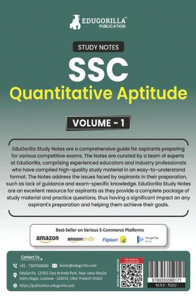 Study Notes for Quantitative Aptitude (Vol 1) - Topicwise Notes for CGL CHSL SSC MTS CPO and Other SSC Exams with Solved MCQs