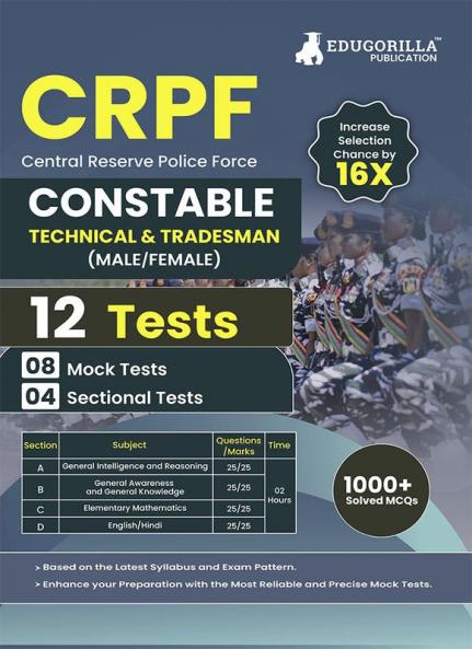 CRPF Constable Technical and Tradesman Exam 2023 (English Edition) - 8 Full Length Mock Tests and 4 Sectional Tests with Free Access to Online Tests