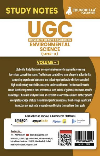 UGC NET Paper II Environmental Science (Vol 1) Topic-wise Notes (English Edition) | A Complete Preparation Study Notes with Solved MCQs