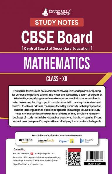 CBSE (Central Board of Secondary Education) Class XII Science - Mathematics Topic-wise Notes | A Complete Preparation Study Notes with Solved MCQs