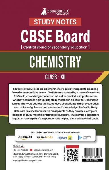 CBSE (Central Board of Secondary Education) Class XII Science - Chemistry Topic-wise Notes | A Complete Preparation Study Notes with Solved MCQs