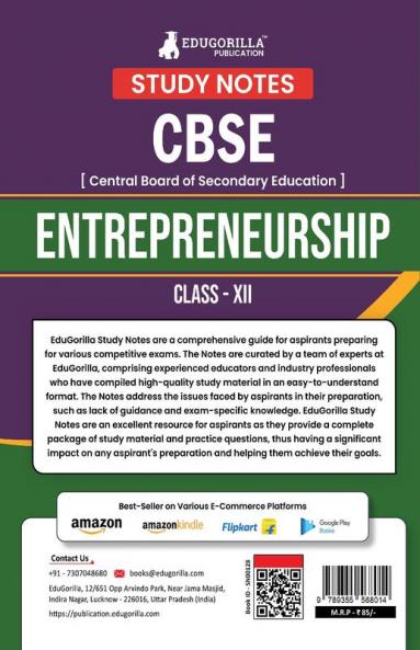 CBSE (Central Board of Secondary Education) Class XII Commerce - Entrepreneurship Topic-wise Notes | A Complete Preparation Study Notes with Solved MCQs