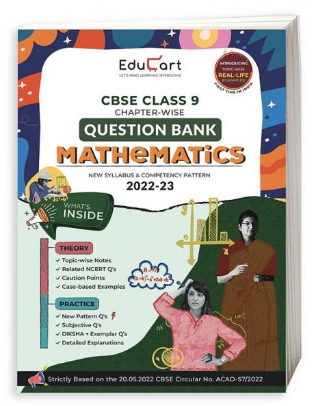 Educart CBSE Class 9 MATHEMATICS Question Bank Book for 2022-23 (Includes Chapter wise Theory & Practice Questions 2023)