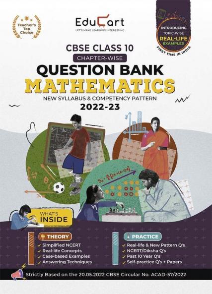 Educart CBSE Class 10 MATHEMATICS New Question Bank Book For 2022-23 (Includes Past Years Latest Syllabus and Pattern)