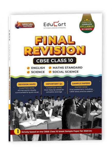 Educart CBSE Class 10 Final Revision Book for 2023 - Maths Standard + Science + SST + English (Includes access to All India Offline Pre-board Exam 2022-23)