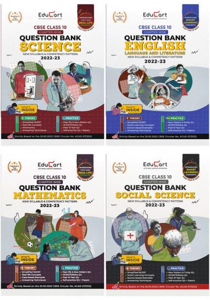 Educart CBSE Class 10 Bundle - Science SST English and Maths Question Banks 2023 (Based on new Sample Paper pattern of 16th Sep 2022) Edubook