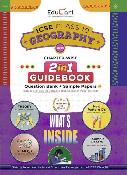 Educart ICSE Class 10 Geography Guidebook 2022-23 Question Bank + Sample Papers 2023 Exam (Including Previous 10 Years Questions)