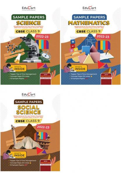 Educart CBSE Class 9 Sample Papers 2022-23 Bundle - Science Maths and Social Science (3 books) 2023