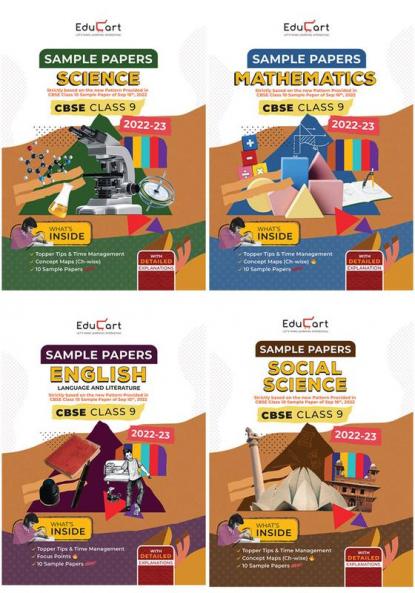 Educart CBSE Class 9 Sample Papers 2022-23 Bundle - Science Maths Social Science and English (4 books) 2023