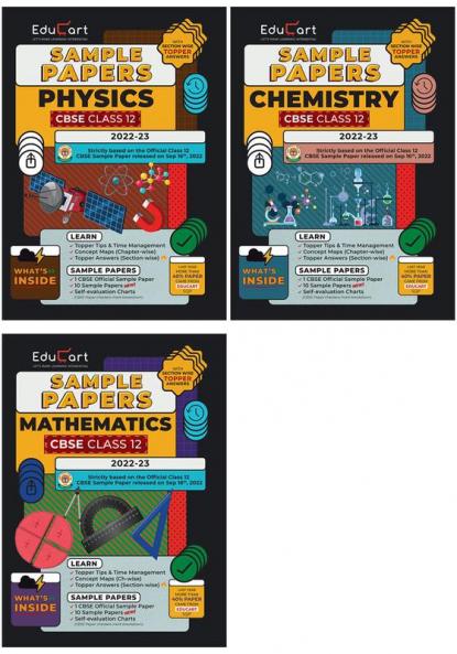 Educart CBSE Class 12 Sample Papers 2022-23 Bundle - Physics Chemistry and Maths (3 books) 2023