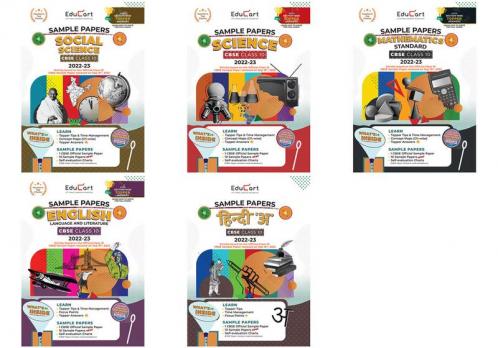 Educart CBSE Class 10 Sample Papers 2022-23 Bundle - SCIENCE MATH STANDARD SOCIAL SCIENCE ENGLISH and HINDI A (5 books ) 2023 Edubook