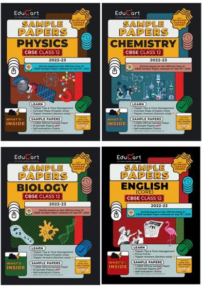 Educart CBSE Class 12 Sample Papers 2022-23 Bundle - Physics Chemistry Biology and English (4 books) 2023