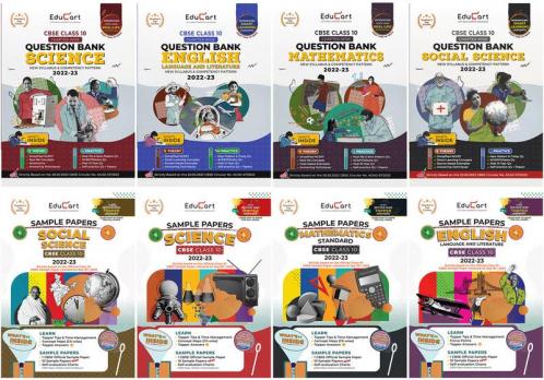 Educart CBSE Class 10 Sample Papers + Question Bank 2022-23 Bundle - Science SST English and Mathematics Standard (8 books) 2023 Edubook
