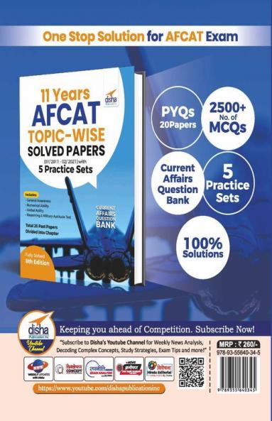 11 Years AFCAT Topic-wise Solved Papers (01/ 2011 - 02/ 2021) with 5 Practice Sets 8th Edition