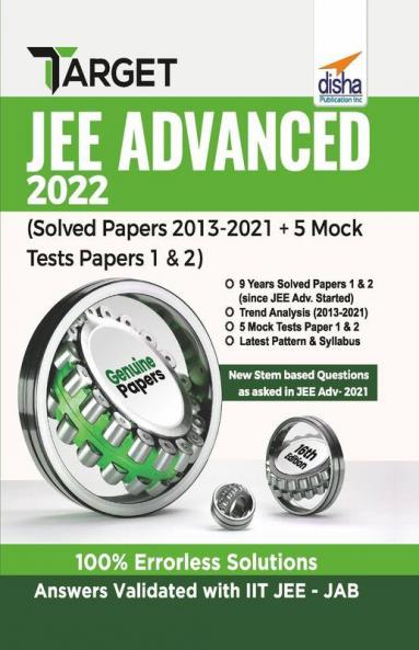 Target JEE Advanced 2022 (Solved Papers 2013 - 2021 & 5 Mock Tests Papers 1 & 2)