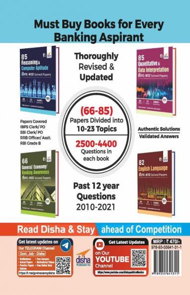 85 Reasoning & Computer Aptitude Topic-wise Solved Papers for IBPS/ SBI/ RRB/ RBI Bank Clerk/ PO Prelim & Main Exams (2010 - 22) 6th Edition