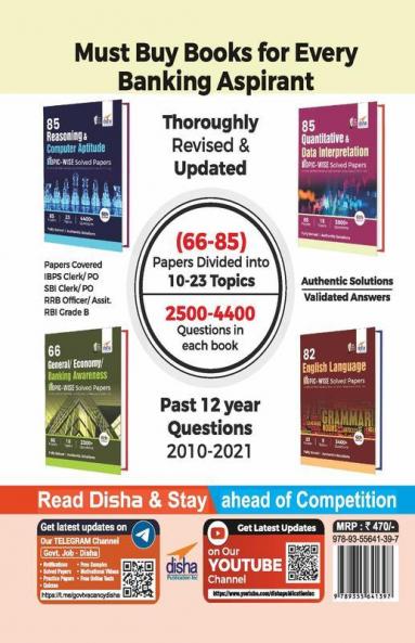 85 Quantitative Aptitude & Data Interpretation Topic-wise Solved Papers for IBPS/ SBI/ RRB/ RBI Bank Clerk/ PO Prelim & Main Exams (2010 - 22) 6th Edition