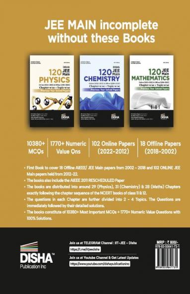 Disha 120 JEE Main Physics Online (2022 - 2012) & Offline (2018 - 2002) Chapter-wise + Topic-wise Previous Year Solved Papers 6th Edition | NCERT Chapterwise PYQ Question Bank with 100% Detailed Solutions