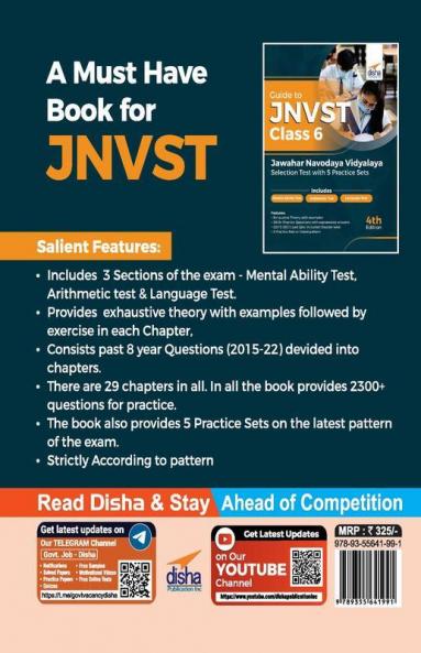 Guide to JNVST Class 6 Jawahar Navodaya Vidyalaya Selection Test with 5 Practice Sets 4th Edition