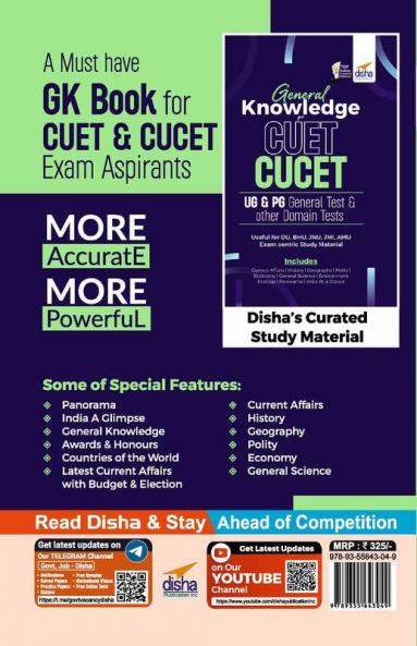 General Knowledge for CUET/ CUCET UG & PG General Test & other Domain Tests