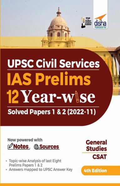 Disha UPSC Civil Sercices IAS Prelims 12 Year-wise Solved Papers 1 & 2 (2022 - 11) 4th Edition Disha Experts [Paperback] Disha Experts