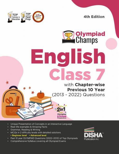 Olympiad Champs English Class 7 with Chapter-wise Previous 10 Year (2013 - 2022) Questions 4th Edition | Complete Prep Guide with Theory PYQs Past & Practice Exercise |