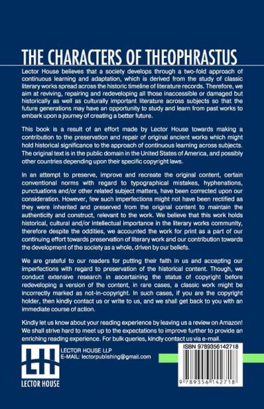 The Characters Of Theophrastus