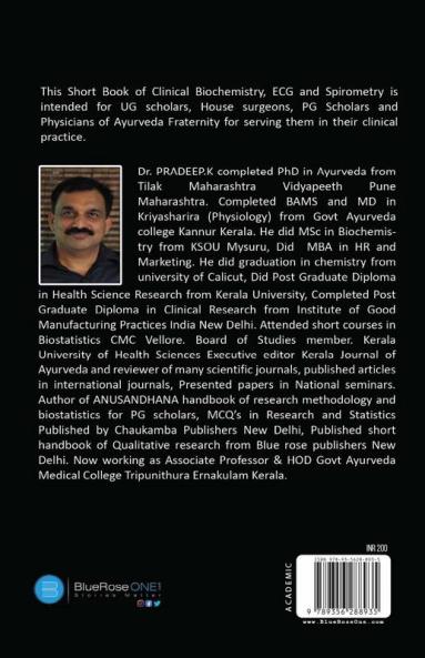 A Pocket Book of Clinical Biochemistry Ecg and Spirometry for Ayurveda Practitioners