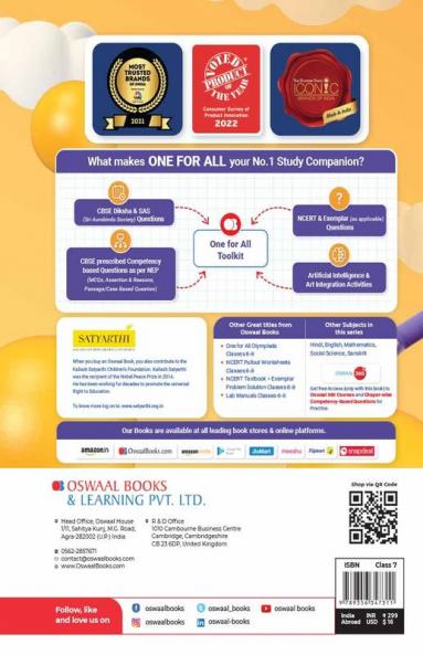 Oswaal One For All Question Bank NCERT & CBSE Class-7 Science (For 2023-24 Exam)
