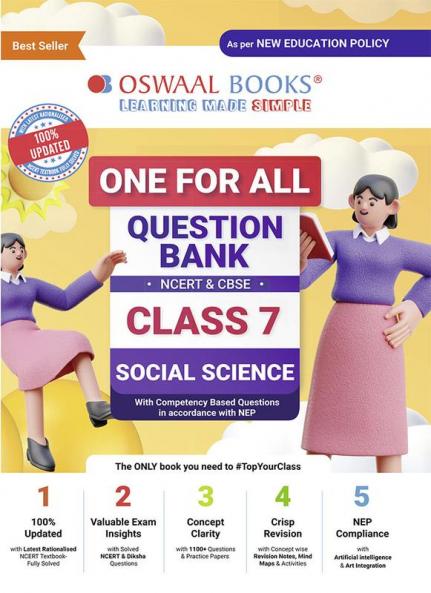 Oswaal One For All Question Bank NCERT & CBSE Class-7 Social Science (For 2023 Exam)