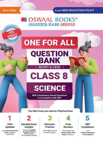 Oswaal One For All Question Bank NCERT & CBSE Class-8 Science (For 2023 Exam)