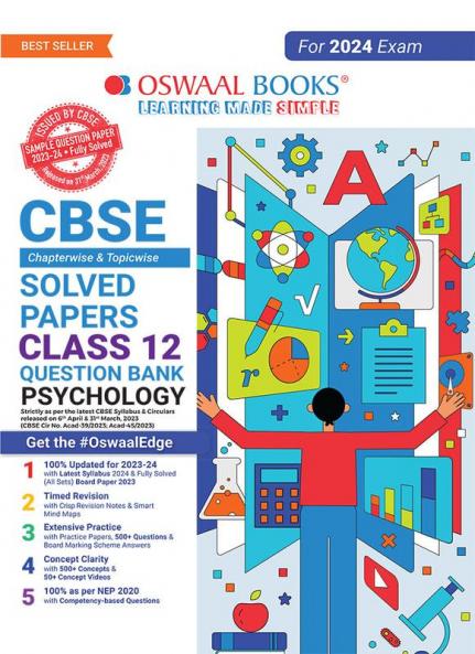 Oswaal CBSE Chapterwise Solved Papers 2023-2014 Psychology Class 12th (2024 Exam)
