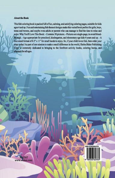 Fish Coloring Book for Kids Ages 4-8