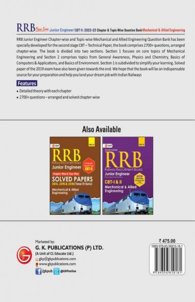 RRB Prime Series 2022-23 : Junior Engineer CBT 2 - Chapterwise Topicwise Questions Bank - Mechanical & Allied Engineering by GKP